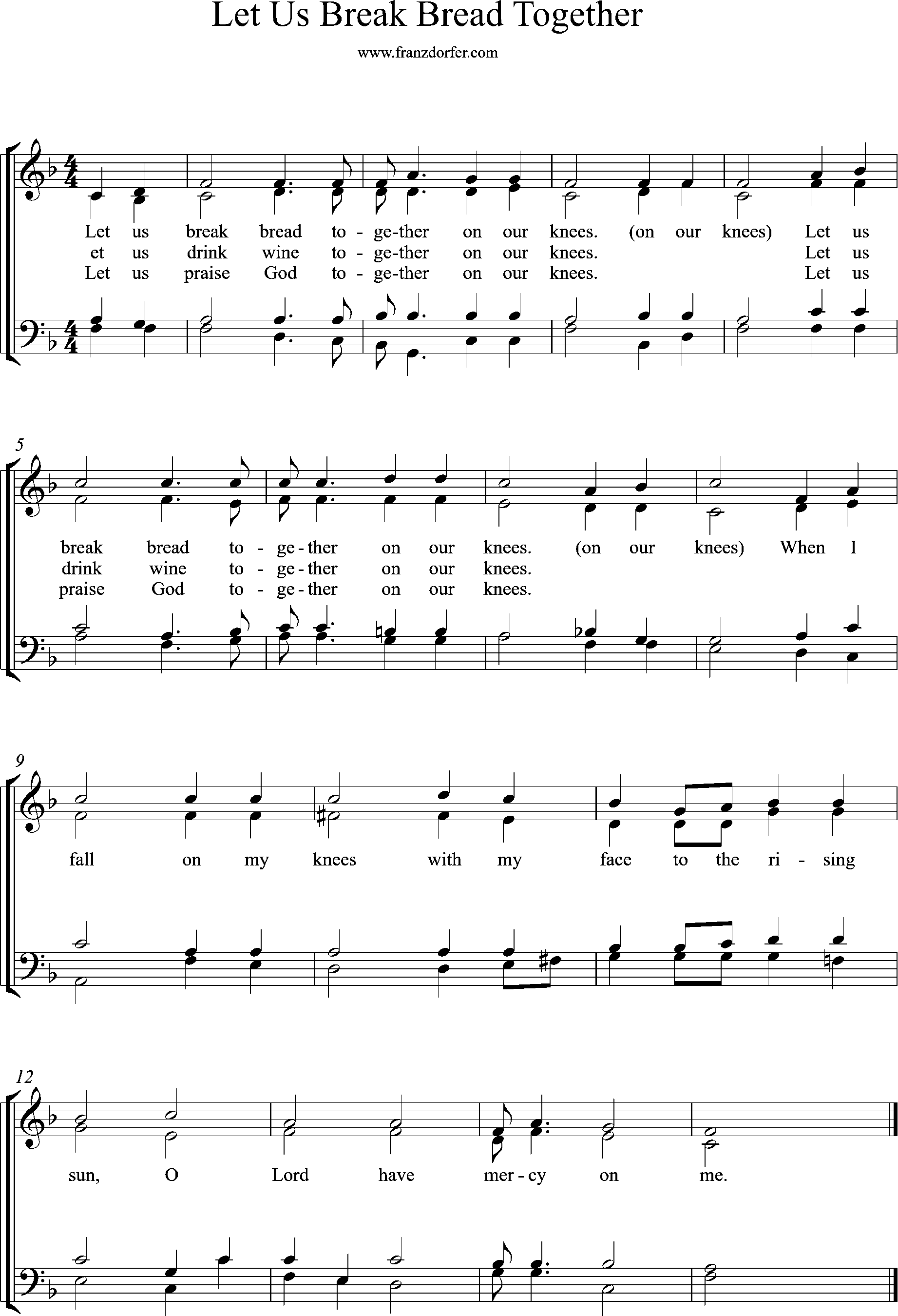 choir-, organ-, sheetmusic, F-Major, Let us break bread